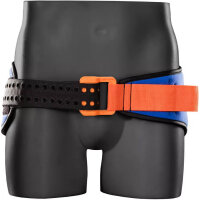 SAM Medical Pelvic Sling II Beckenschlinge, blau/orange, Gr. S angelegt