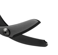 XSHEAR Traumaschere 19 cm mit Griff in Schwarz/ Lila mit Detailansicht der geöffneten Schneide
