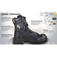 HAIX Airpower XR1 Sicherheitsschuh Rettungsdienststiefel Außenansicht Seite mit Darstellung Spezifikationen
